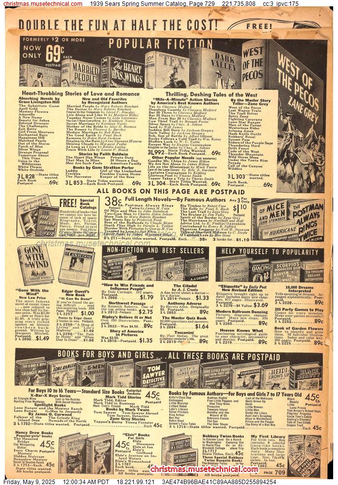 1939 Sears Spring Summer Catalog, Page 729