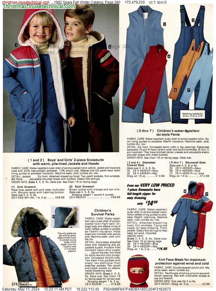 1982 Sears Fall Winter Catalog, Page 380