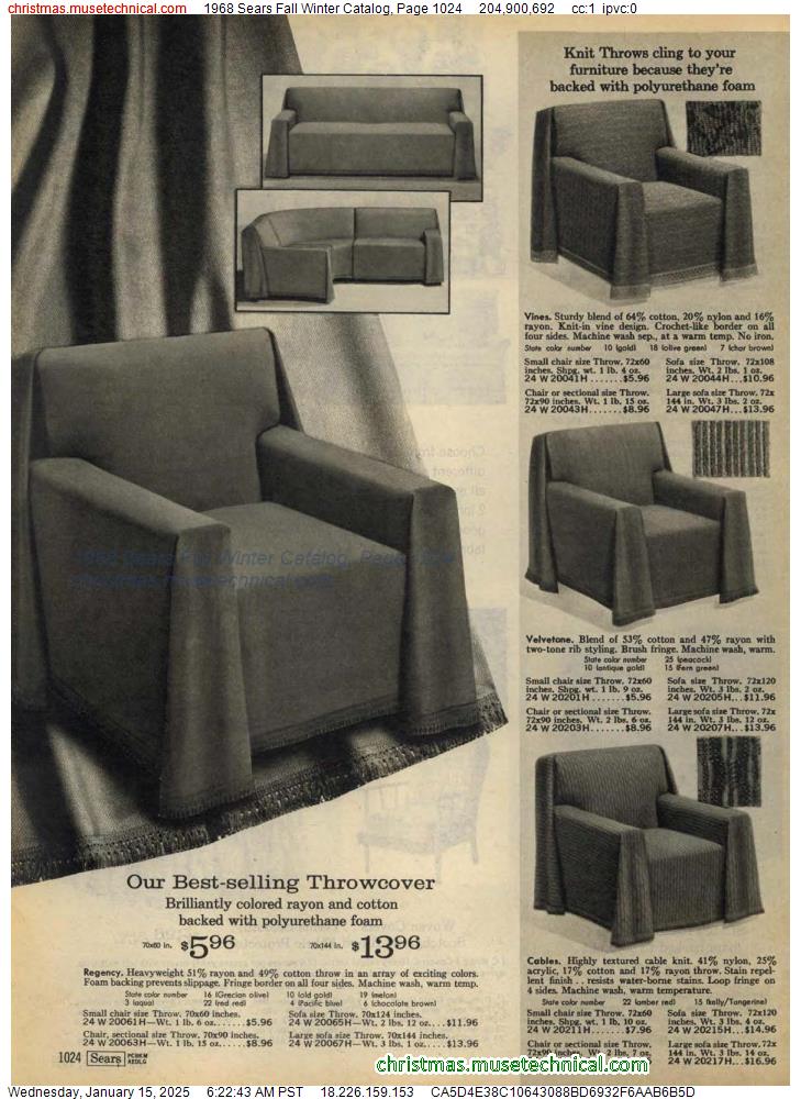 1968 Sears Fall Winter Catalog, Page 1024