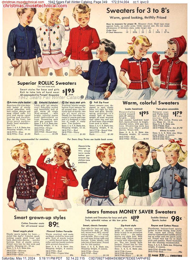 1942 Sears Fall Winter Catalog, Page 349