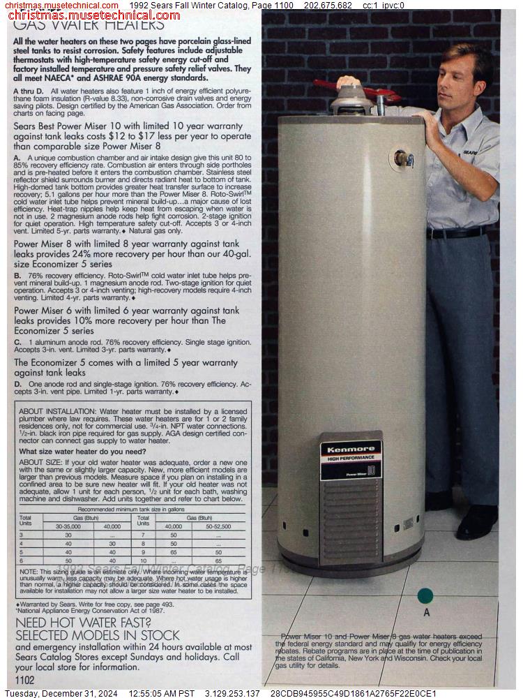 1992 Sears Fall Winter Catalog, Page 1100