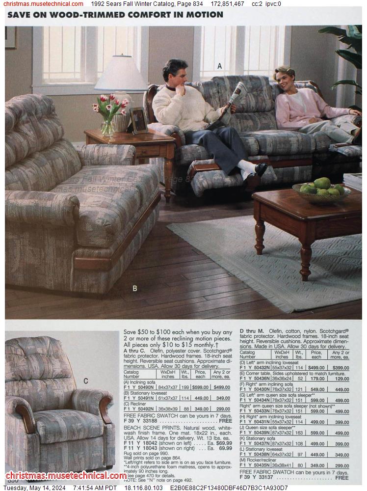 1992 Sears Fall Winter Catalog, Page 834