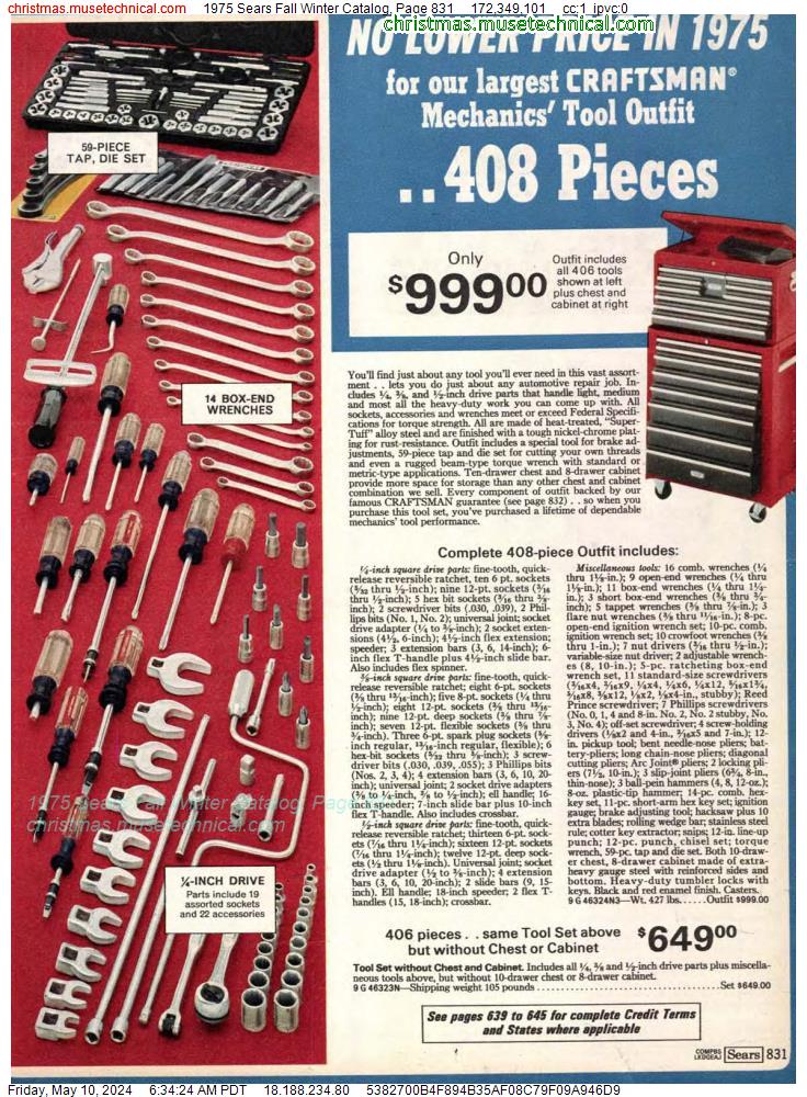 1975 Sears Fall Winter Catalog, Page 831
