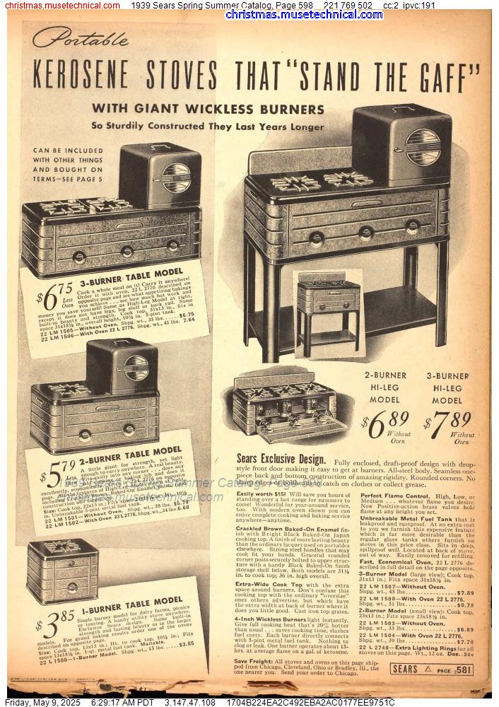 1939 Sears Spring Summer Catalog, Page 598