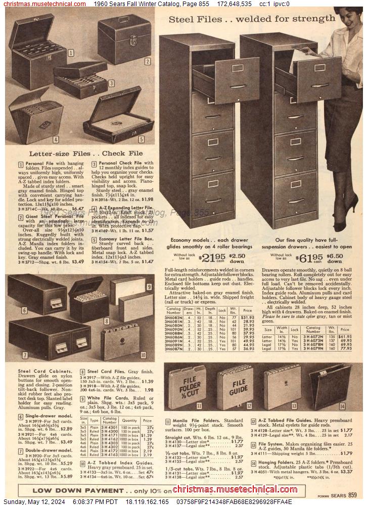 1960 Sears Fall Winter Catalog, Page 855