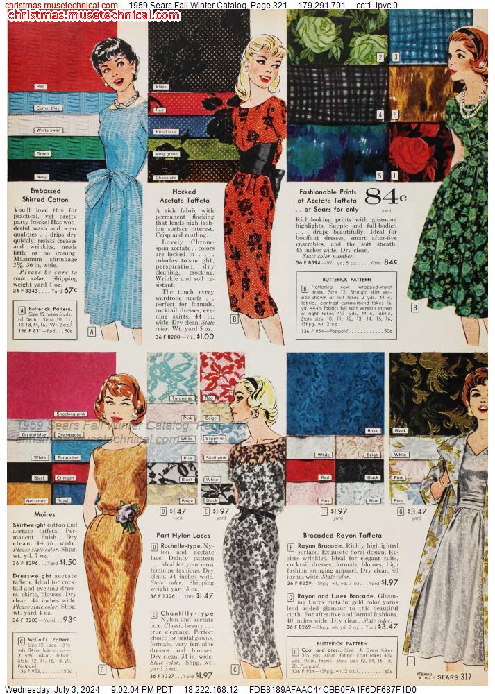 1959 Sears Fall Winter Catalog, Page 321