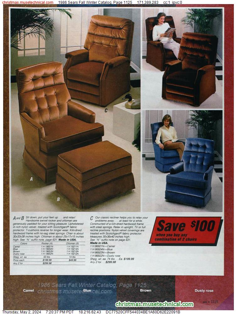 1986 Sears Fall Winter Catalog, Page 1125