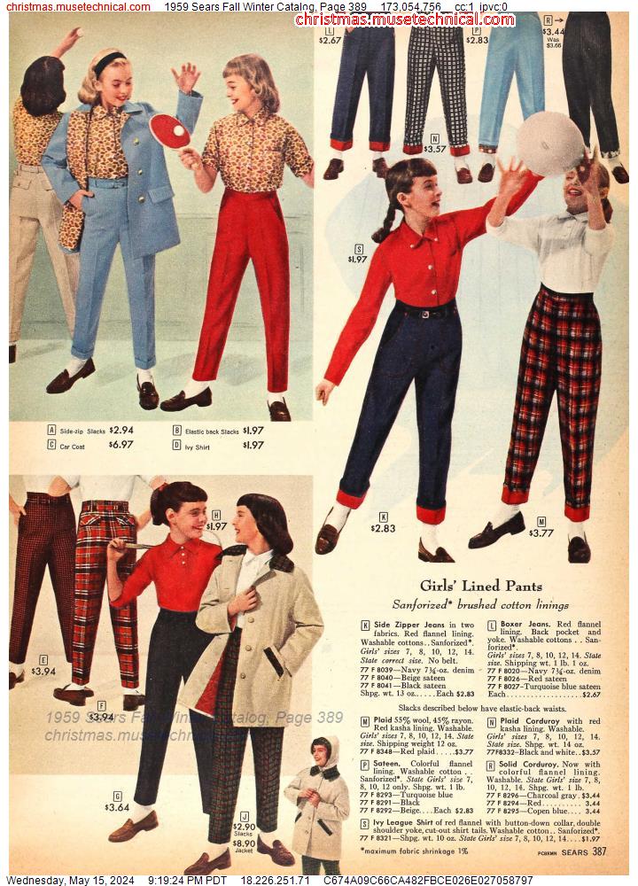 1959 Sears Fall Winter Catalog, Page 389