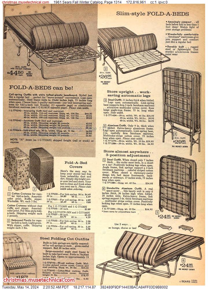 1961 Sears Fall Winter Catalog, Page 1314
