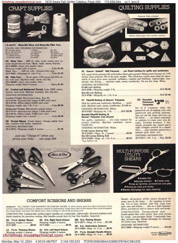 1978 Sears Fall Winter Catalog, Page 285