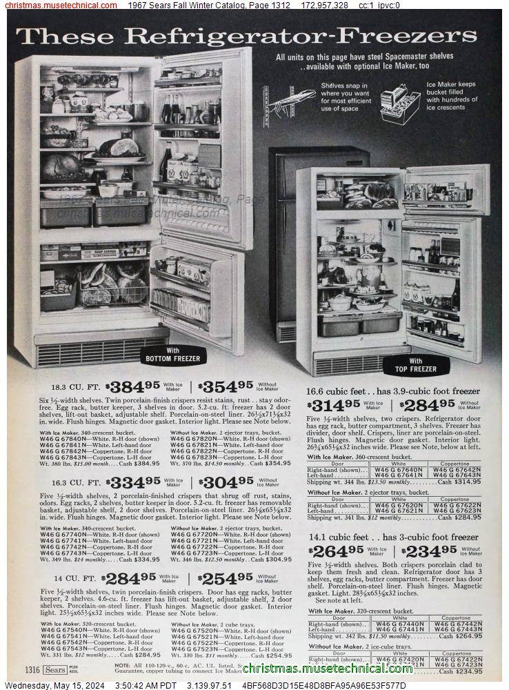 1967 Sears Fall Winter Catalog, Page 1312