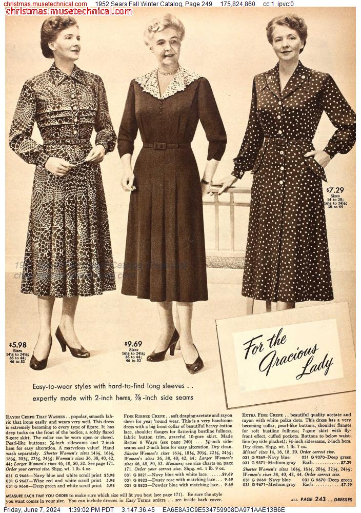 1952 Sears Fall Winter Catalog, Page 249