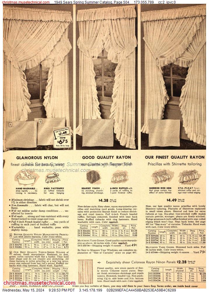 1949 Sears Spring Summer Catalog, Page 504