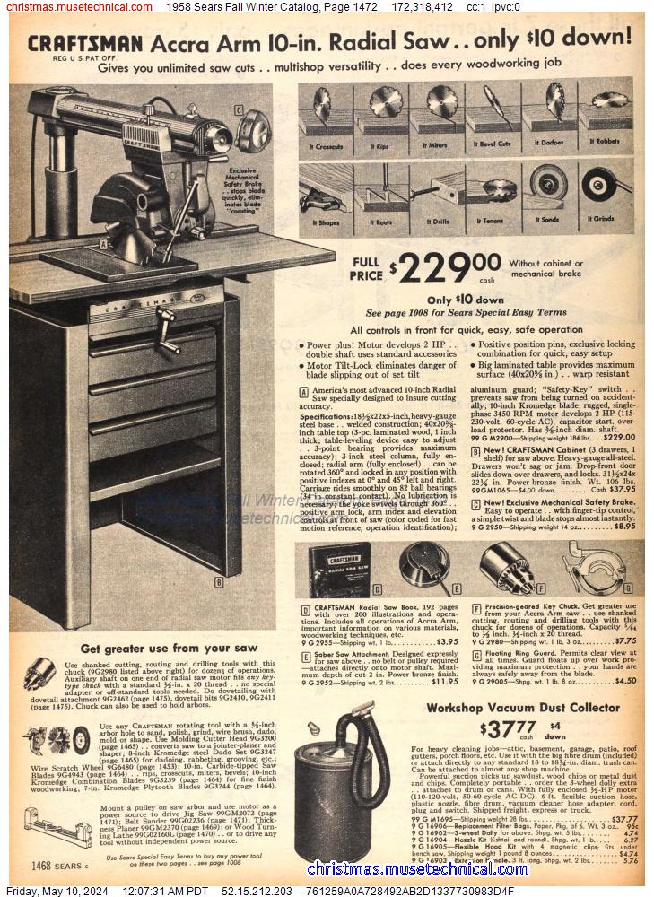 1958 Sears Fall Winter Catalog, Page 1472