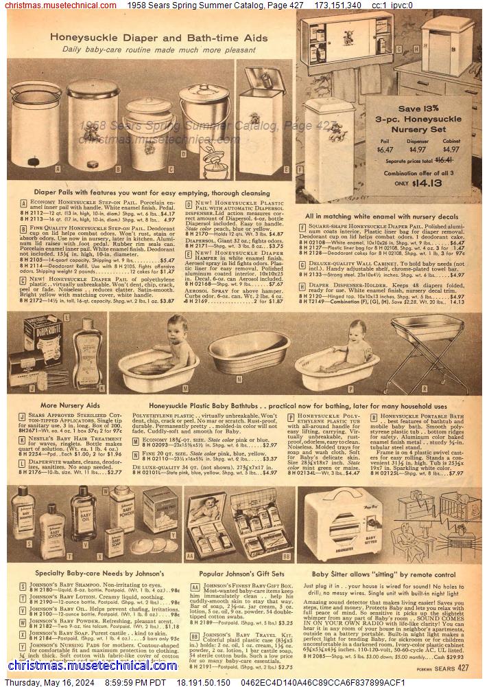 1958 Sears Spring Summer Catalog, Page 427