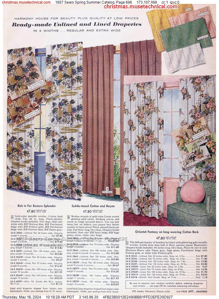 1957 Sears Spring Summer Catalog, Page 696