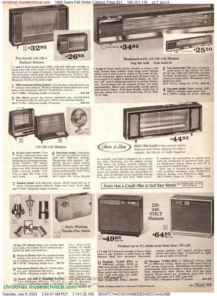 1969 Sears Fall Winter Catalog, Page 821