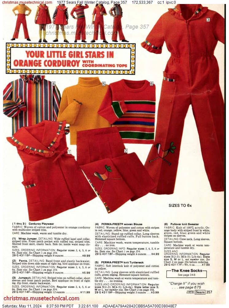 1977 Sears Fall Winter Catalog, Page 357