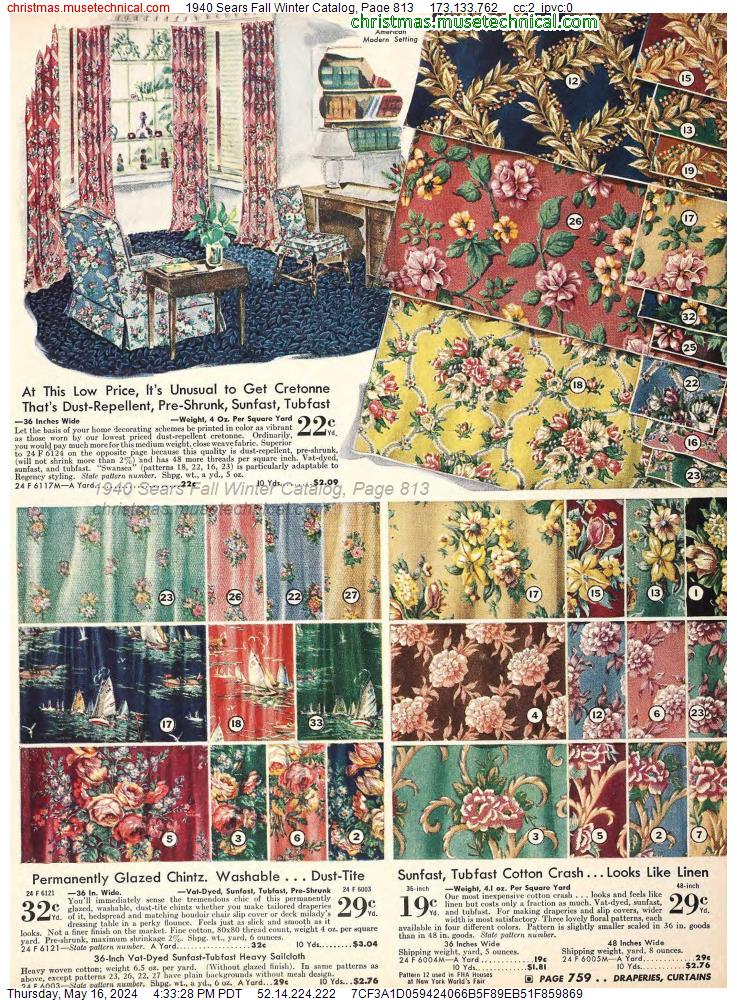 1940 Sears Fall Winter Catalog, Page 813