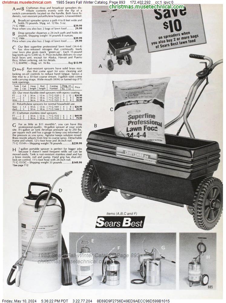 1985 Sears Fall Winter Catalog, Page 893