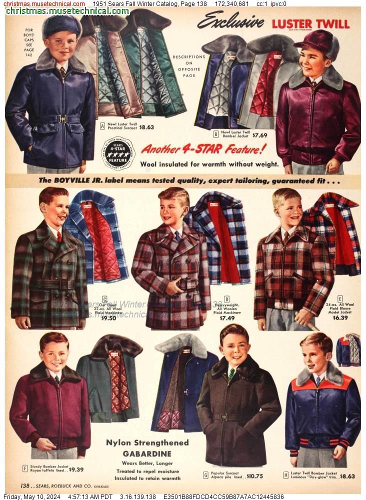 1951 Sears Fall Winter Catalog, Page 138