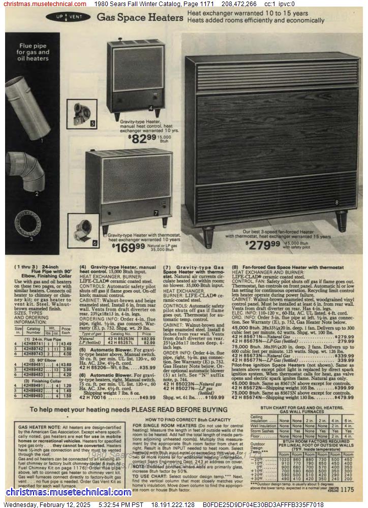 1980 Sears Fall Winter Catalog, Page 1171