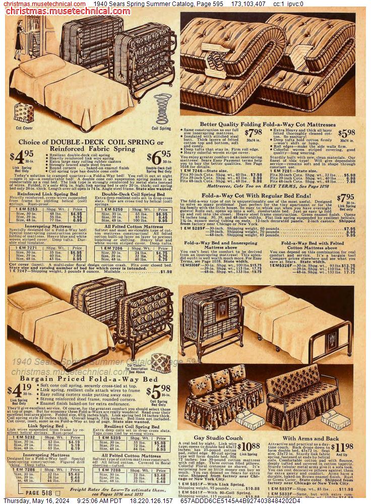 1940 Sears Spring Summer Catalog, Page 595