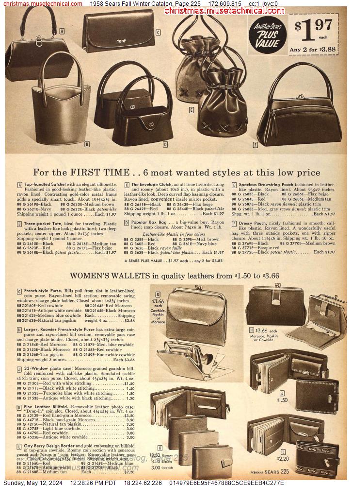 1958 Sears Fall Winter Catalog, Page 225