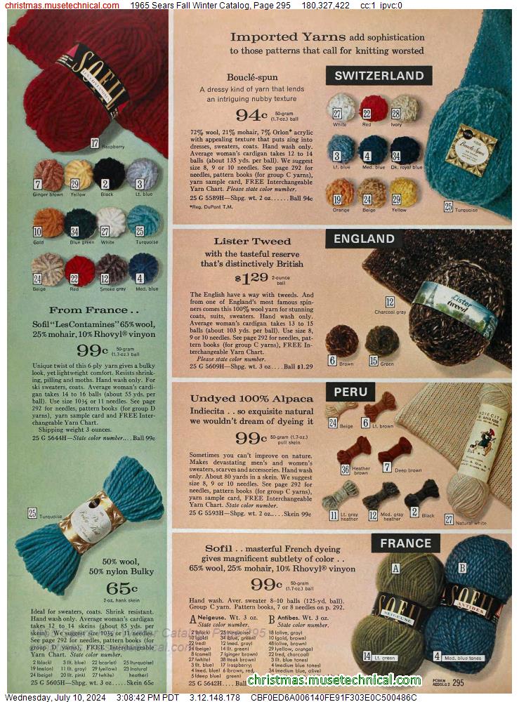 1965 Sears Fall Winter Catalog, Page 295