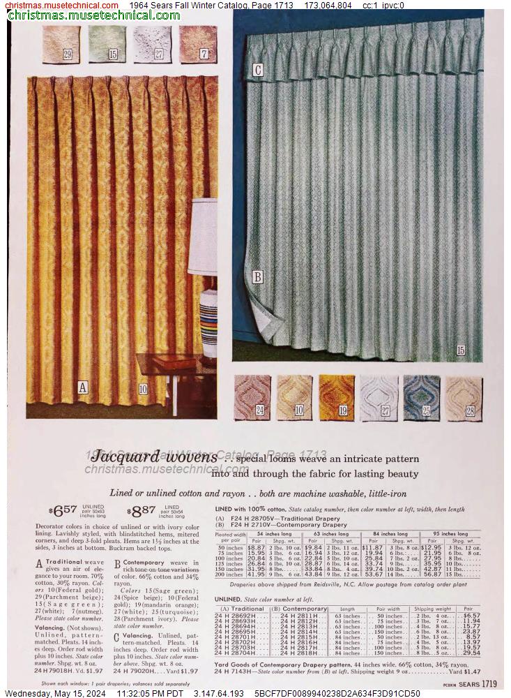 1964 Sears Fall Winter Catalog, Page 1713