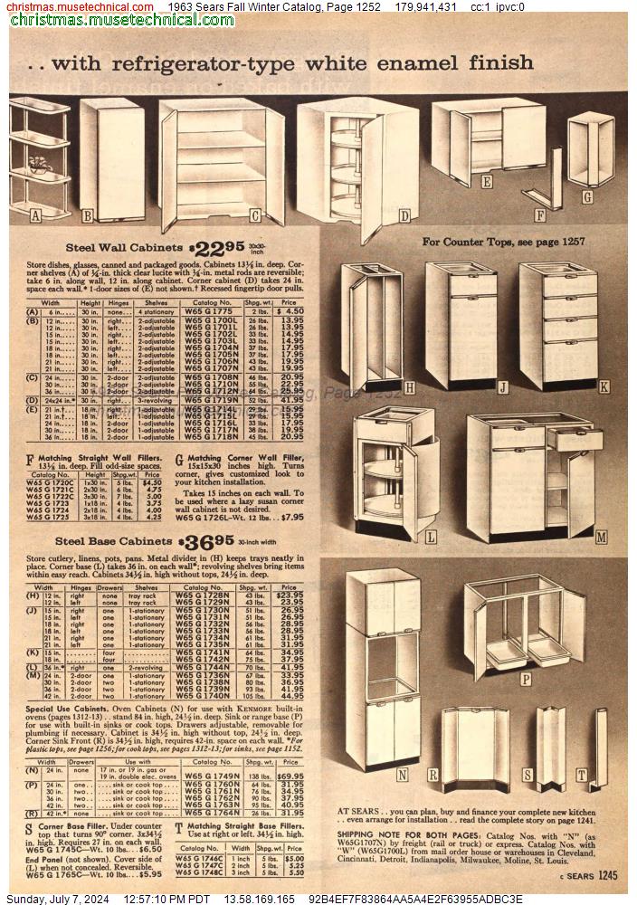 1963 Sears Fall Winter Catalog, Page 1252