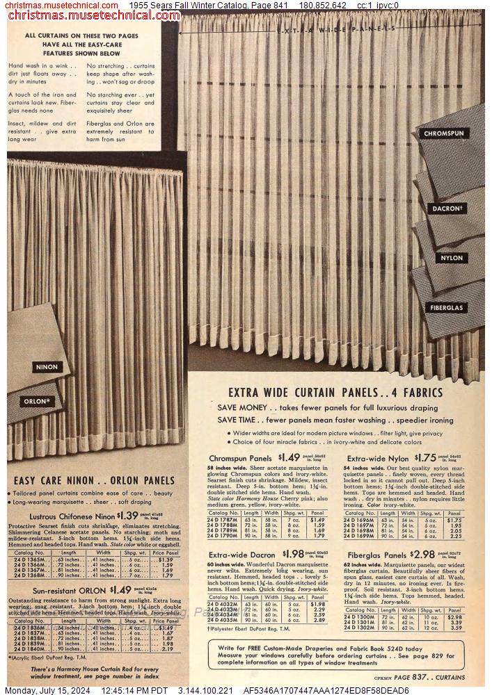 1955 Sears Fall Winter Catalog, Page 841