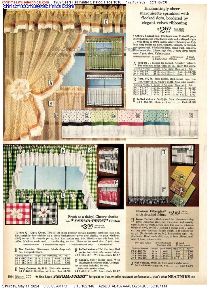 1969 Sears Fall Winter Catalog, Page 1016