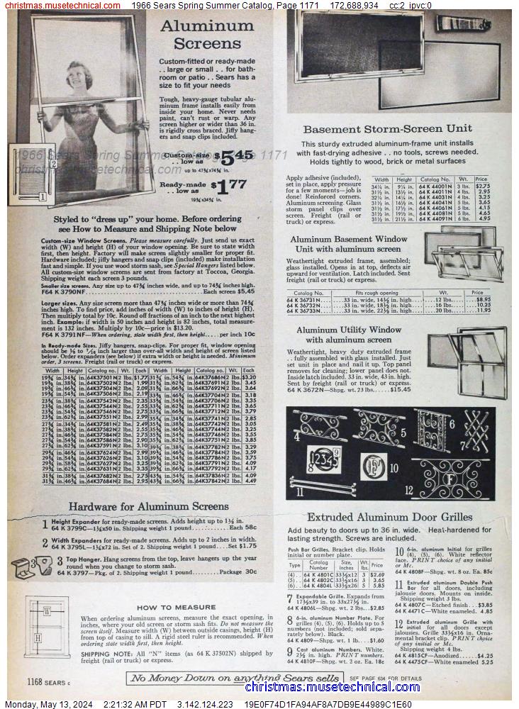 1966 Sears Spring Summer Catalog, Page 1171