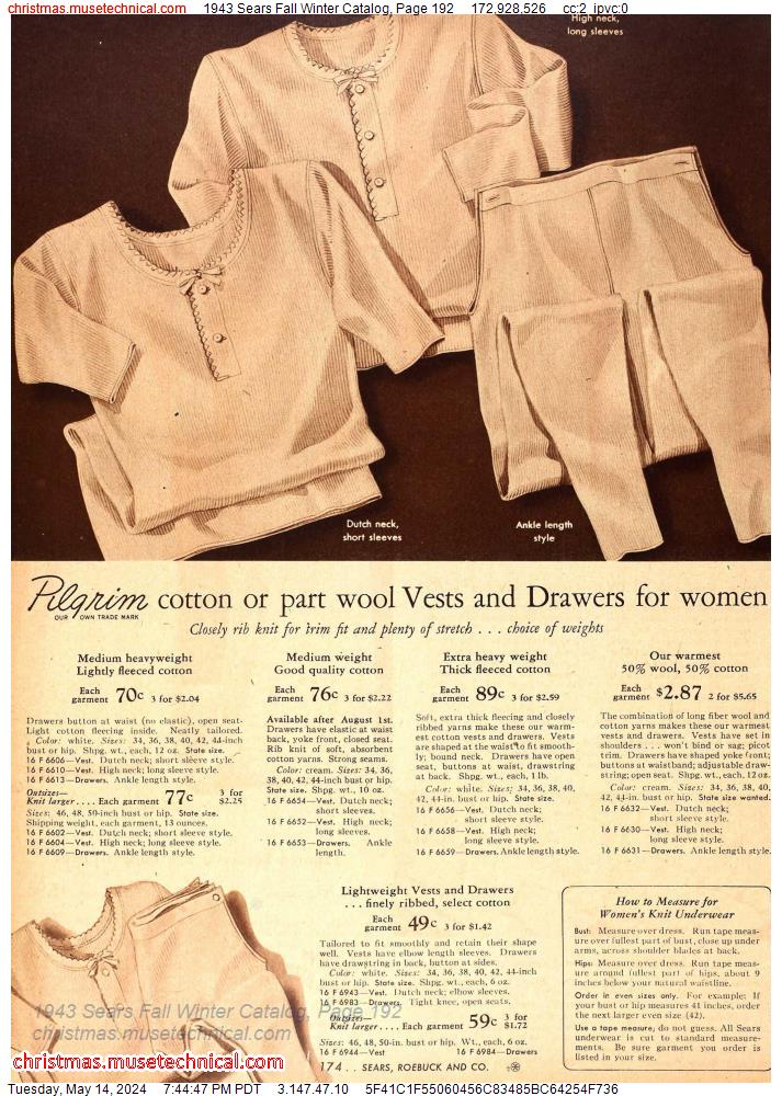 1943 Sears Fall Winter Catalog, Page 192