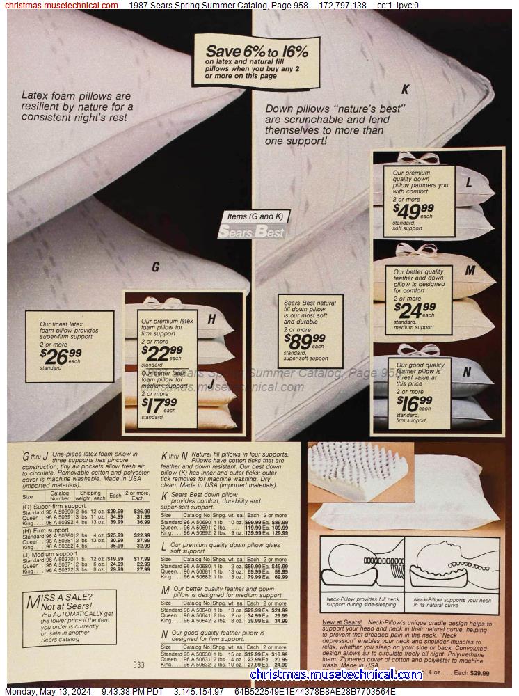 1987 Sears Spring Summer Catalog, Page 958