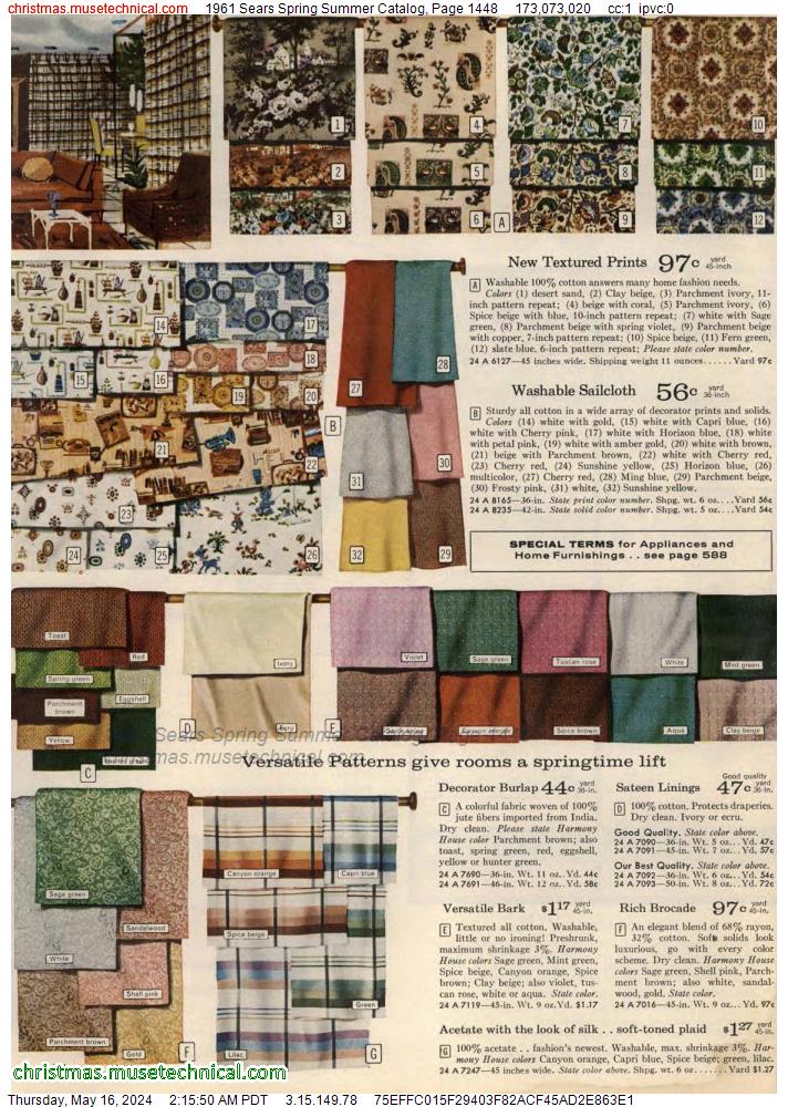 1961 Sears Spring Summer Catalog, Page 1448
