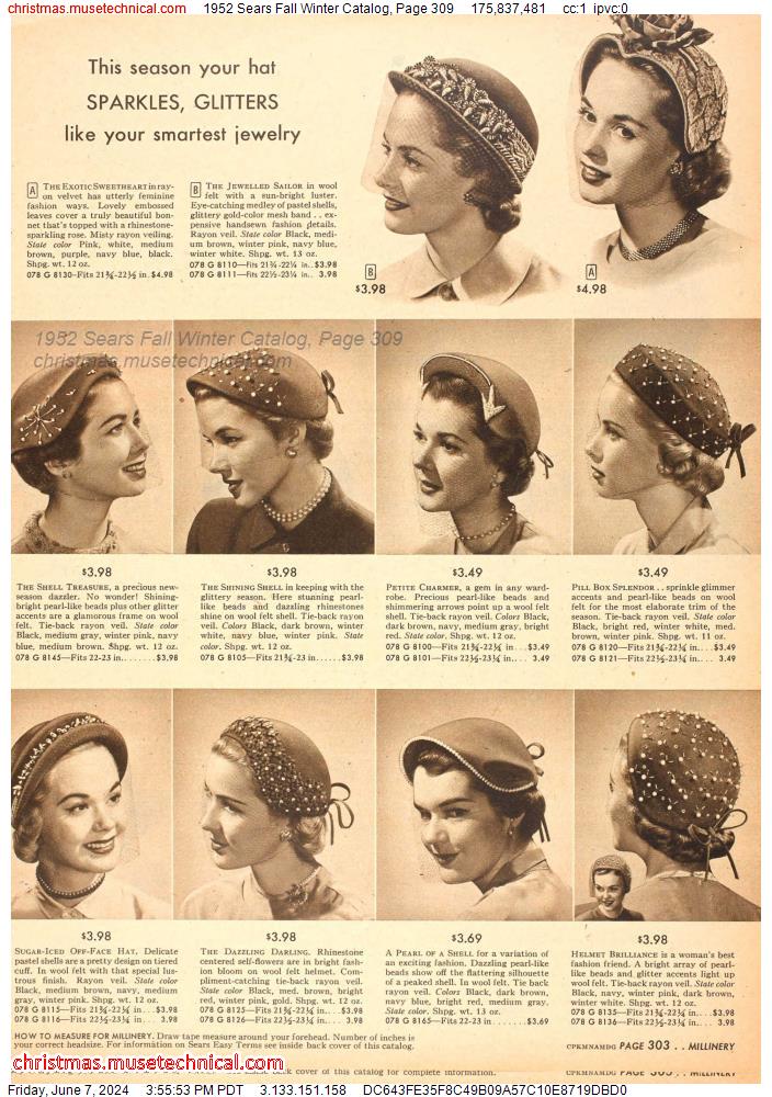 1952 Sears Fall Winter Catalog, Page 309
