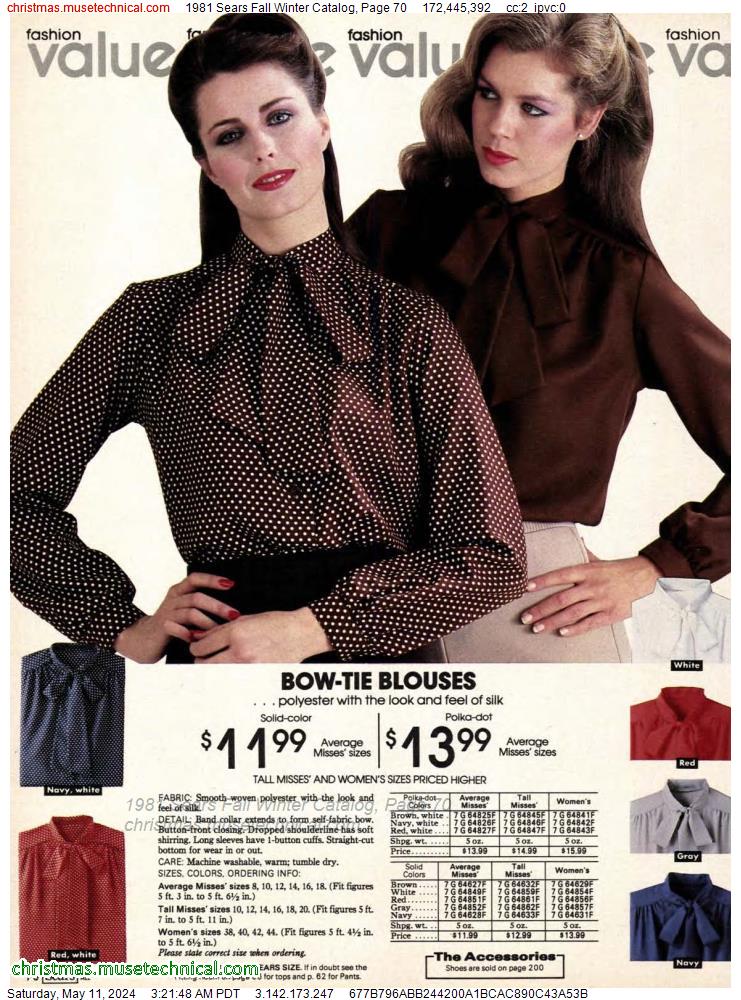 1981 Sears Fall Winter Catalog, Page 70