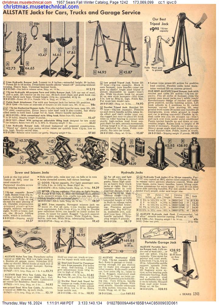 1957 Sears Fall Winter Catalog, Page 1242