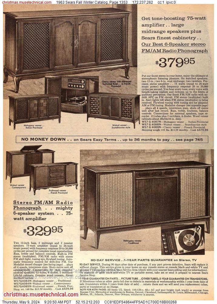 1963 Sears Fall Winter Catalog, Page 1353
