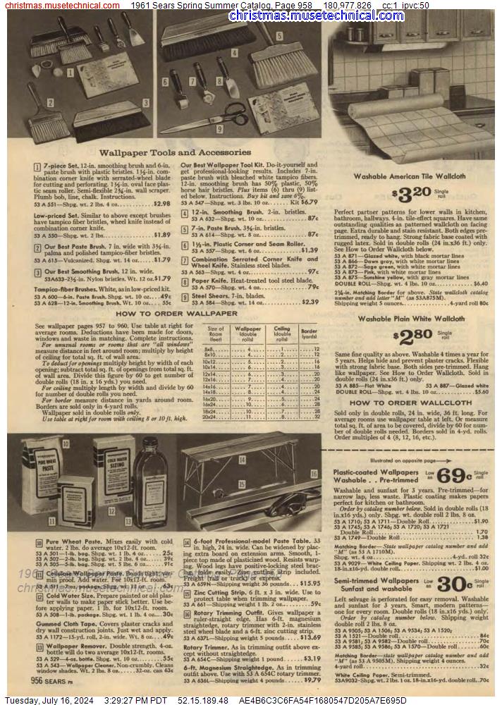 1961 Sears Spring Summer Catalog, Page 958