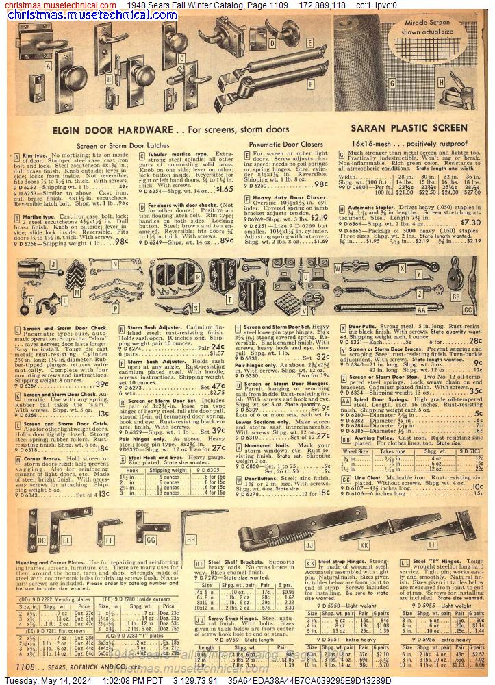 1948 Sears Fall Winter Catalog, Page 1109