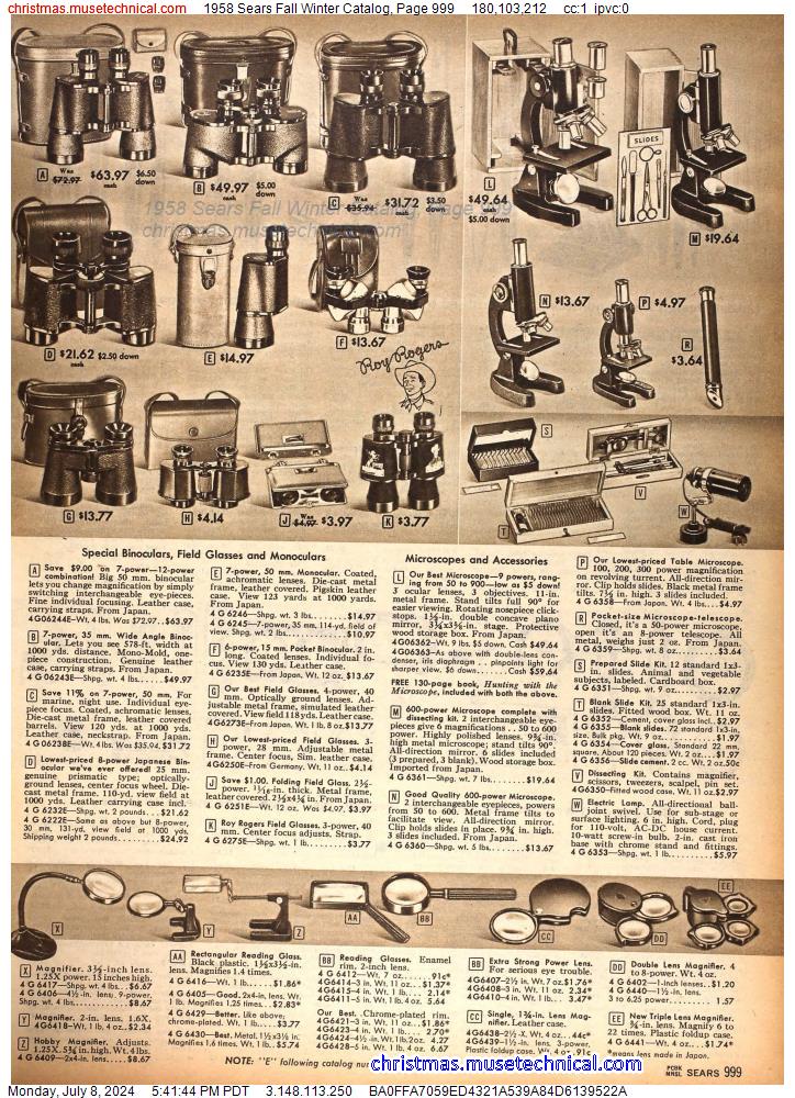 1958 Sears Fall Winter Catalog, Page 999