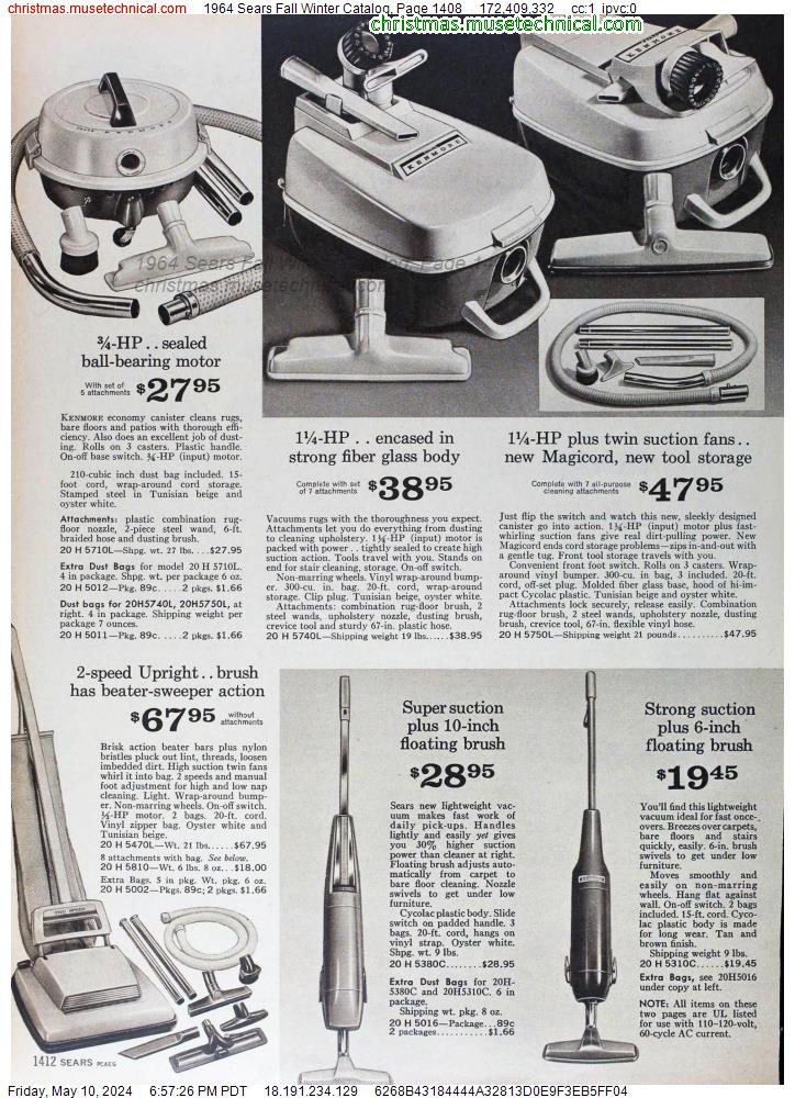 1964 Sears Fall Winter Catalog, Page 1408