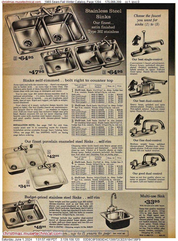 1965 Sears Fall Winter Catalog, Page 1394