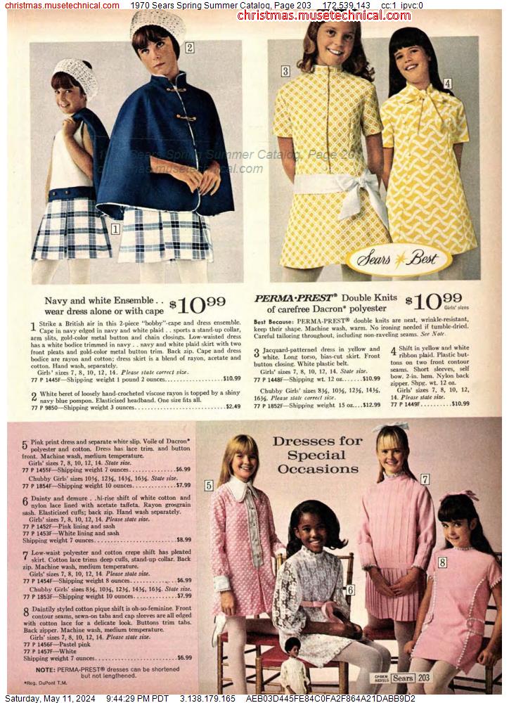 1970 Sears Spring Summer Catalog, Page 203
