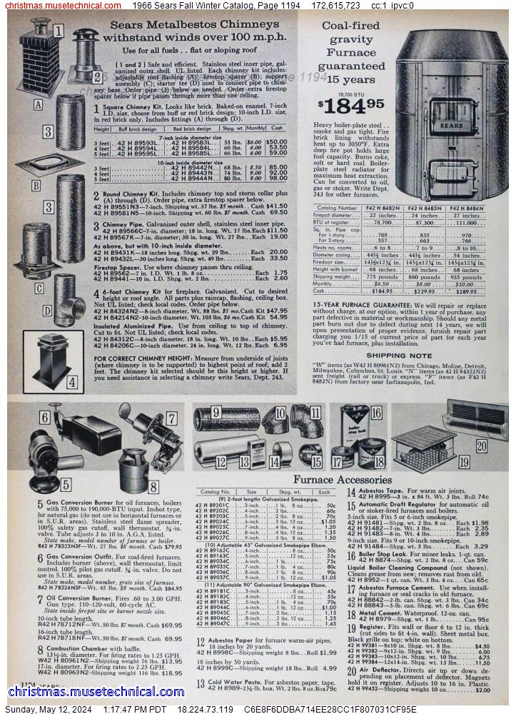 1966 Sears Fall Winter Catalog, Page 1194