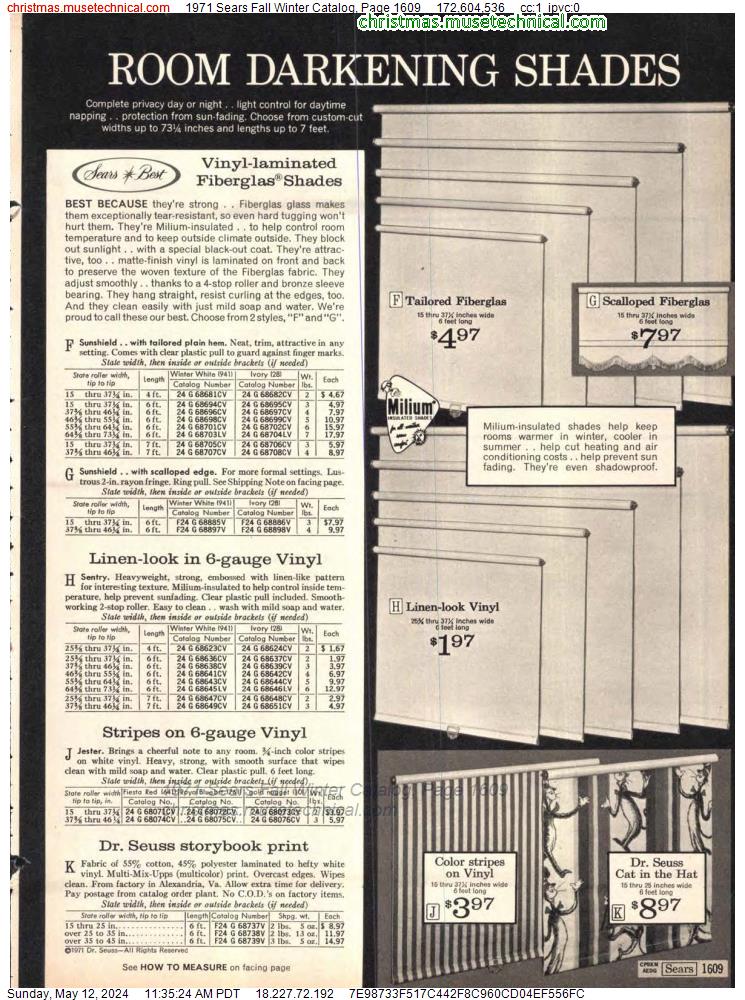 1971 Sears Fall Winter Catalog, Page 1609