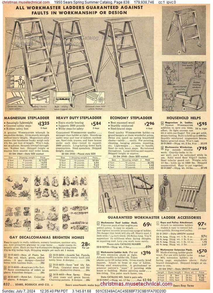 1950 Sears Spring Summer Catalog, Page 838